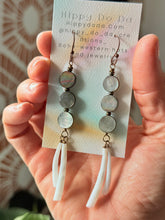 Load image into Gallery viewer, Native Black Mother of Pearl  Shell and Dentalium Shell Dangle Earrings
