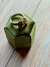 Load image into Gallery viewer, Floral Pearl Open Ended Sterling Silver Ring
