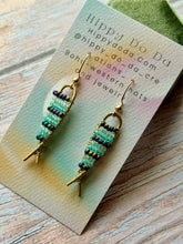 Load image into Gallery viewer, Beaded Brass Fishy Dangle Earrings
