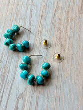 Load image into Gallery viewer, Vintage Sonoran Blue Nugget Sterling Silver Hoop Dangles
