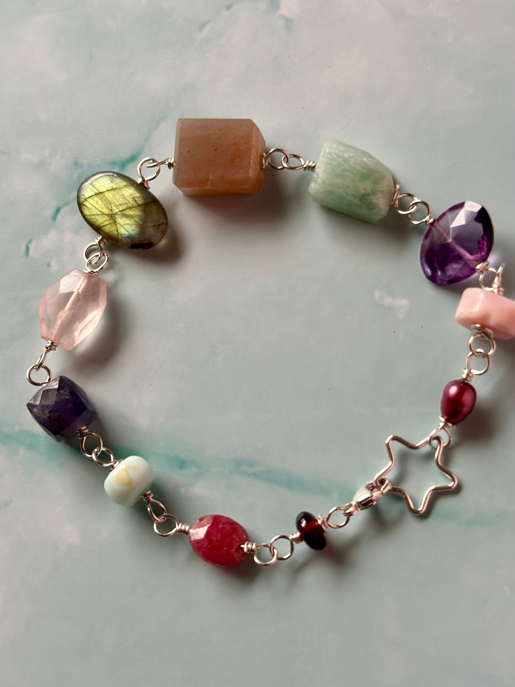 Color Therapy Sterling Silver Rainbow Gemstone Bracelet