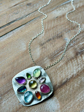 Load image into Gallery viewer, Multigemstone Floral Sterling Silver Necklace
