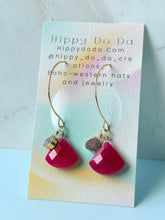 Load image into Gallery viewer, Treasure Trunk Pink Opal and Pink Chalcedony Gemstone Hammered Dangle Earrings
