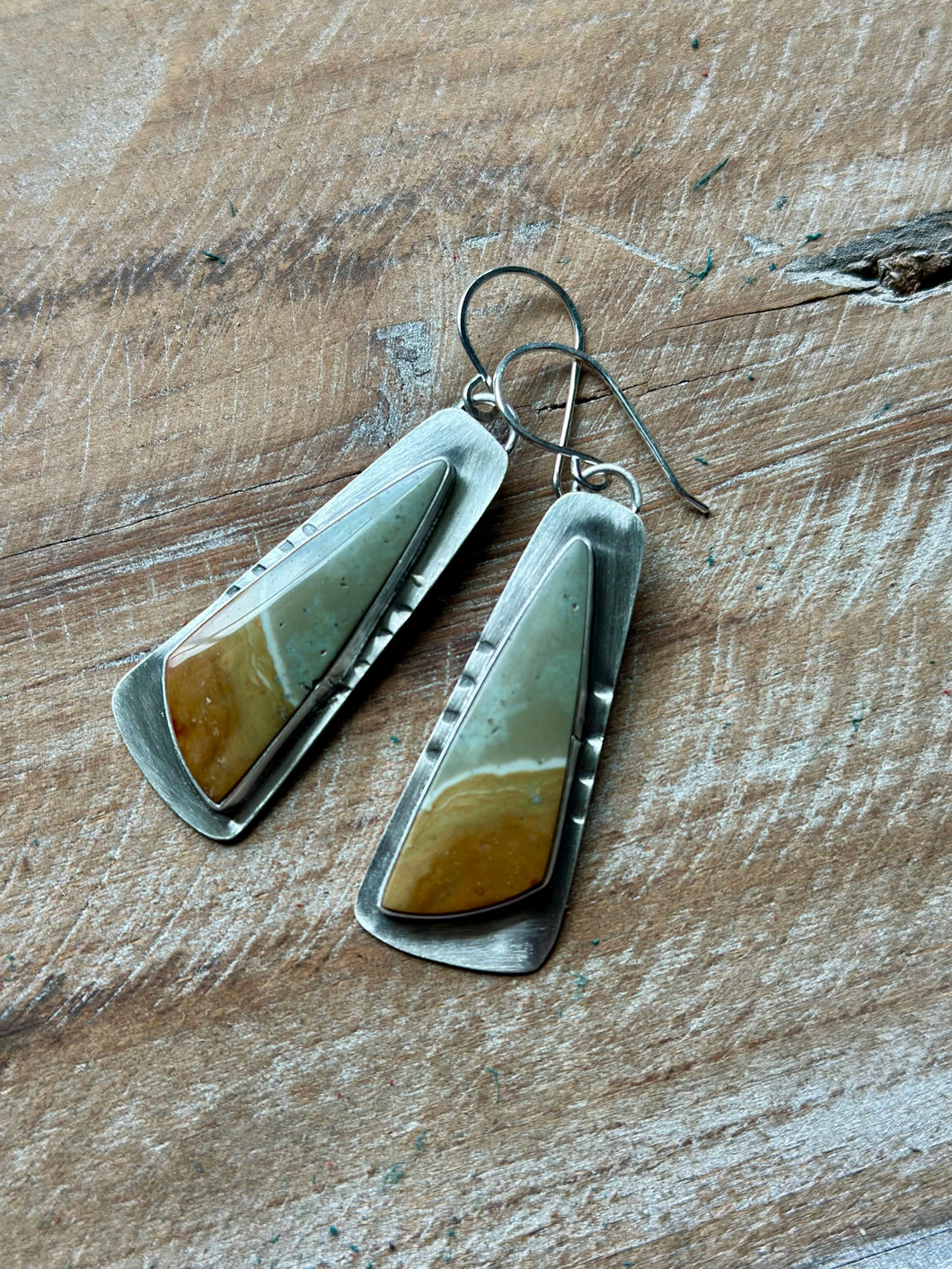 Matte Sterling Silver Picture Jasper Earrings