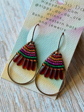 Load image into Gallery viewer, Rustic Copper Beaded Petal Fan Earrings, Hypoallergenic
