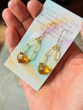 Load image into Gallery viewer, Treasure Trunk 14k Gold Fill Prehnite and Citrine Gemstone Dangle Earrings
