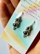 Load image into Gallery viewer, Garnet Sterling Silver Dangle Earrings
