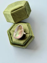 Load image into Gallery viewer, Black Mother of Pearl Sterling Silver Ring, size 5.75
