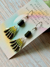 Load image into Gallery viewer, Mini Boho Beaded Fan Earrings with Black Onyx
