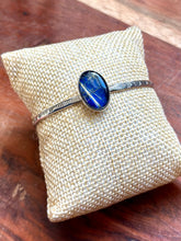 Load image into Gallery viewer, Golden Rutilated Quartz and Labradorite Doublet Sterling Silver Bangle
