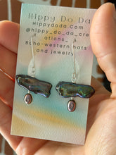Load image into Gallery viewer, Beautiful Peacock Iridescent Luster  Pearl Sterling Silver Dangle Earrings
