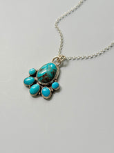 Load image into Gallery viewer, Kingman Turquoise Flower Cluster Sterling Silver Necklace
