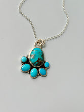 Load image into Gallery viewer, Kingman Turquoise Flower Cluster Sterling Silver Necklace
