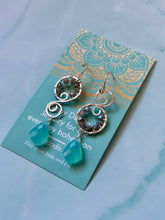 Load image into Gallery viewer, Bohemian Labradorite and Aqua Chalcedony Asymmetrical Sterling Silver Earrings
