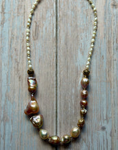Load image into Gallery viewer, SALTY COLLECTION Blush Baroque and Rice Pearl Gold Fill Necklace
