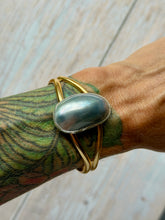 Load image into Gallery viewer, SALTY COLLECTION Mabe Pearl Mixed Metal Sterling and Brass Adjustable Cuff
