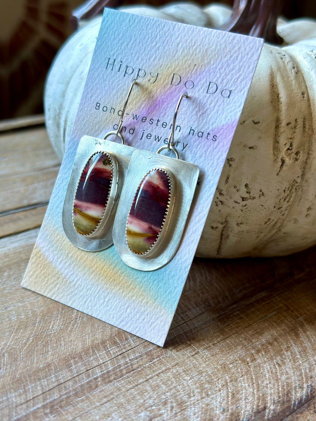 Matte Mookaite Jasper  Picturesque Sterling Silver Earrings