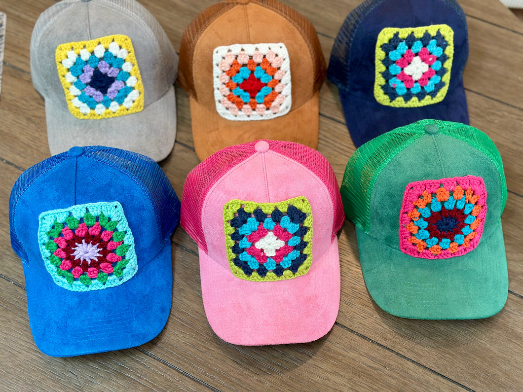 Pink Granny Square Hat for Shelly