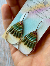 Load image into Gallery viewer, Rustic Copper Beaded Petal Fan Earrings, Hypoallergenic
