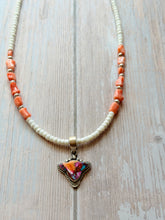 Load image into Gallery viewer, Spiny Oyster Mojave Turquoise Cow and Coral Sterling Silver Necklace
