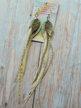 Load image into Gallery viewer, Light As A Feather FUN Rooster Feather Gold Earrings
