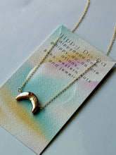 Load image into Gallery viewer, Mermaid Mauve Crescent Moon Pearl Gold Fill Necklace
