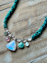 Load image into Gallery viewer, Moonstone and turquoise beaded necklace
