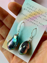 Load image into Gallery viewer, Mermaid Large Iridescent Peacock Baroque Pearl Sterling Silver Earrings
