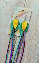 Load image into Gallery viewer, Light As A Feather FUN Rooster Feather Silver Earrings
