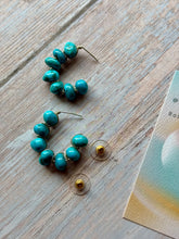 Load image into Gallery viewer, Vintage Sonoran Blue Nugget Sterling Silver Hoop Dangles
