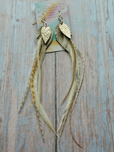 Load image into Gallery viewer, Light As A Feather FUN Rooster Feather Gold Earrings

