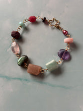 Load image into Gallery viewer, Color Therapy Gold Fill Rainbow Gemstone Bracelet
