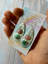 Load image into Gallery viewer, Guava Quartz and Sonoran Gold Boho Sterling Silver Earrings

