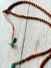 Load image into Gallery viewer, Vintage Turquoise and Wood Hand Knotted Necklace

