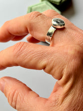 Load image into Gallery viewer, Stingray Black Coral Fossil Sterling Silver Ring, size 7.5-7.75
