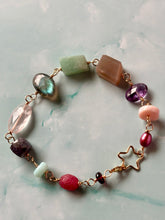 Load image into Gallery viewer, Color Therapy Gold Fill Rainbow Gemstone Bracelet
