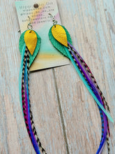 Load image into Gallery viewer, Light As A Feather FUN Rooster Feather Silver Earrings
