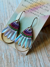 Load image into Gallery viewer, Rustic Copper Beaded Petal Fan Earrings, Hypoallergenic
