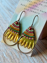 Load image into Gallery viewer, Rustic Copper Beaded Petal Fan Earrings, Hypoallergenic
