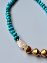 Load image into Gallery viewer, Baroque Freshwater Pearl and Sonoran Turquoise Statement Necklace
