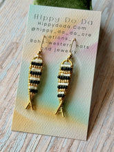 Load image into Gallery viewer, Beaded Brass Fishy Dangle Earrings
