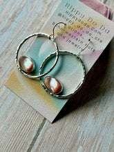 Load image into Gallery viewer, Vintage Pink Mussel Shell ans Sterling Silver Hoop Dangle Earrings
