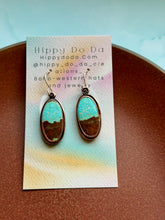 Load image into Gallery viewer, Rustic Number 8 Turquoise Dangle Earrings
