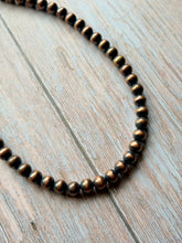 Load image into Gallery viewer, Oxidized Copper Pearl Necklace
