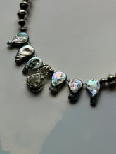Load image into Gallery viewer, Spectacular Mermaid White Topaz and Iridescent Peacock Freshwater Pearl Sterling Silver Statement Necklace
