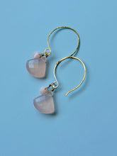Load image into Gallery viewer, Treasure Trunk Pink Opal and Pink Chalcedony Gemstone Hammered Dangle Earrings
