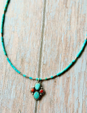 Load image into Gallery viewer, Southwestern Vintage Kingman Turquoise Tube Silver Necklace
