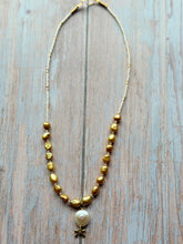 Load image into Gallery viewer, Golden Bow and Freshwater Pearl Petite Gold Fill Necklace
