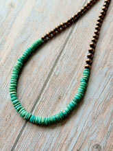 Load image into Gallery viewer, Royston Turquoise and Rustic Copper Forever Necklace
