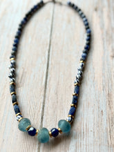 Load image into Gallery viewer, Autumn Refresh Vintage Sea Glass and Sodalite Gemstone Necklace
